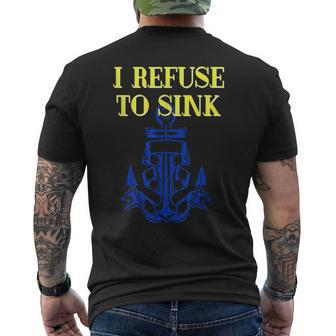 I Refuse To Sink Nautical Anchor Tattoo Inspirational Mens Back Print T-shirt | Mazezy