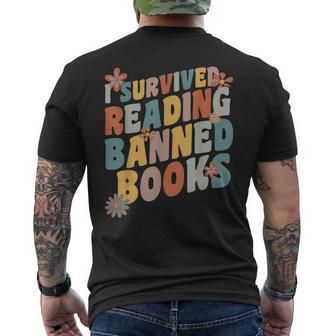 I Survived Reading Banned Books Vintage Book Lover Reading Funny Designs Funny Gifts Mens Back Print T-shirt | Mazezy