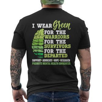 I Wear Green For The Warriors Mental Health Awareness Month Mens Back Print T-shirt - Seseable