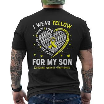 I Wear Yellow For My Son Sarcoma Cancer Awareness Mens Back Print T-shirt | Mazezy CA