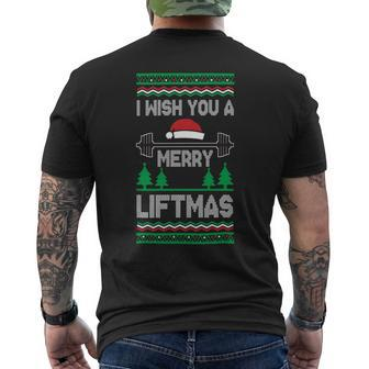 I Wish You A Merry Liftmas Fitness Trainer Mens Back Print T-shirt - Monsterry