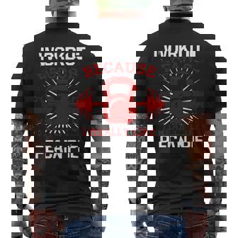 I Workout Because I Like Pecan Pie Gym Funny Exercise Humor Mens Back Print T-shirt - Monsterry