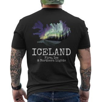 Iceland Map Fire Ice Northern Light Icelandic Souvenir Men's T-shirt Back Print - Monsterry AU