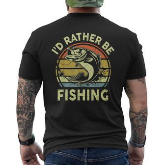 Id Rather Be Fishing- Fly Bass Fish Funny Fisherman Dad Mens Back Print T-shirt - Seseable