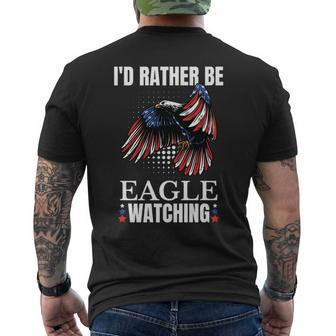 Id Rather Be Eagle Watching Birdwatching Bird Lover Birder Birdwatching Gifts Mens Back Print T-shirt | Mazezy