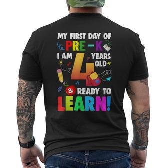 I'm 4 Ready To Learn My First Day Of School Pre-K Toddlers Men's T-shirt Back Print - Seseable