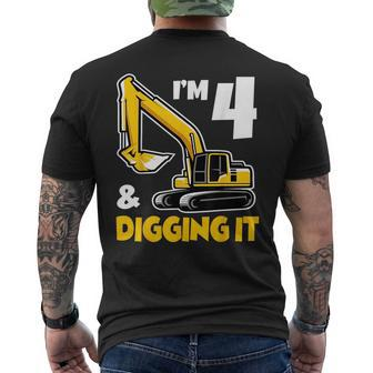 Im 4 Year Old Gift Excavator Construction 4Th Birthday Boy Mens Back Print T-shirt - Seseable