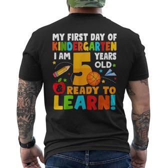 Im 5 Ready To Learn My First Day Of School Kindergarten Kid Mens Back Print T-shirt - Monsterry AU