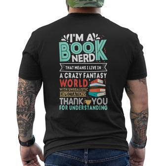 Im A Book Nerd Funny Reading Gifts For Book Lovers Reading Funny Designs Funny Gifts Mens Back Print T-shirt | Mazezy