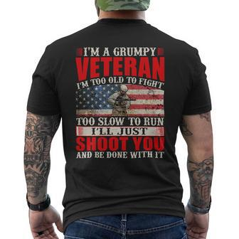 Im A Dad Grandpa And A Veteran Nothing Scares Me Father Day 85 Mens Back Print T-shirt - Monsterry
