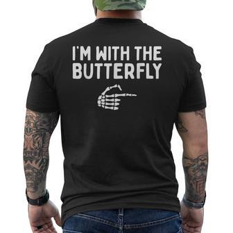 I'm With The Butterfly Halloween Costume Matching Couples Men's T-shirt Back Print | Mazezy