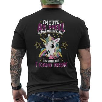 I'm Cute As Hell Majestically Evil Unicorn Unicorns Men's T-shirt Back Print | Mazezy