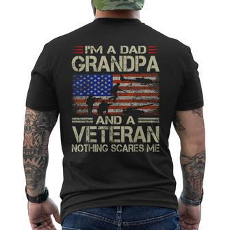 I'm A Dad Grandpa And Veteran Retro Papa Grandpa Men's T-shirt Back Print - Monsterry