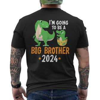 I'm Going To Be A Big Brother 2024 Boy Announcement Dinosaur Men's T-shirt Back Print - Seseable