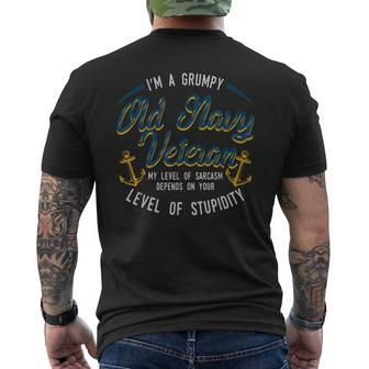 IM A Grumpy Navy Veteran I Level Of Sarcasm Men's Back Print T-shirt | Mazezy