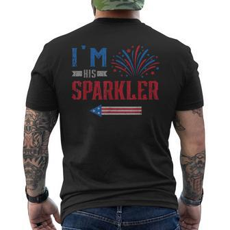 Im His Sparkler Fireworks Usa Flag Couples 4Th Of July Usa Funny Gifts Mens Back Print T-shirt | Mazezy
