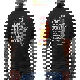 Im Just Here For The Wieners 4Th Of July Dabbing Hot Dog Mens Back Print T-shirt | Mazezy