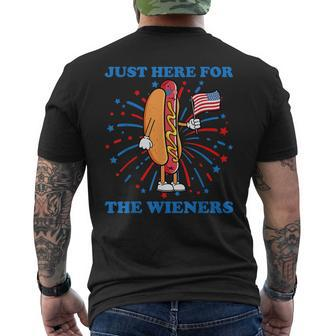 Im Just Here For The Wieners Funny Fourth Of July Hot Dog Men's Crewneck Short Sleeve Back Print T-shirt - Monsterry