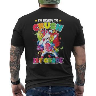 Im Ready To Crush First Grade Unicorn First Day Of School Unicorn Funny Gifts Mens Back Print T-shirt | Mazezy