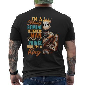 Im Strong Gemini Black Man Born A Prince Now A King Birthday Mens Back Print T-shirt | Mazezy