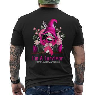 I’M A Survivor Breast Cancer Awareness Gnome Pink Ribbon Men's T-shirt Back Print