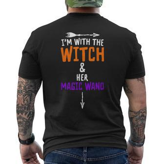 I'm With The Witch And Her Magic Wand Halloween Men's T-shirt Back Print - Thegiftio UK