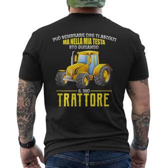 In My Head I Am Driving My Tractor Italian Words Mens Back Print T-shirt | Mazezy