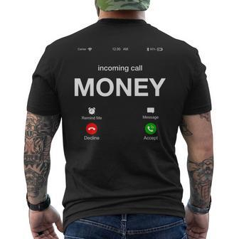 Incoming Call Money Is Calling Illustration Graphic Designs Mens Back Print T-shirt - Seseable
