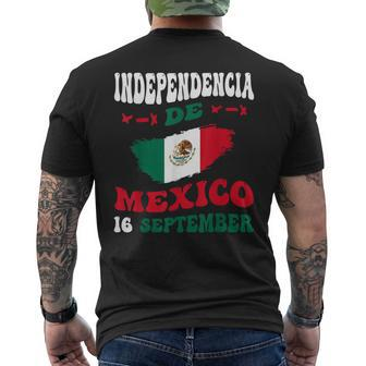 Independencia De Mexico Flag Pride Mexican Independence Day Men's T-shirt Back Print - Monsterry