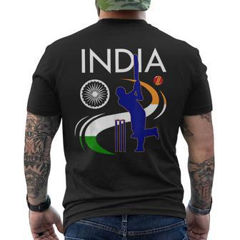India Cricket With Indian Flag Brush Stroke Men's T-shirt Back Print | Mazezy