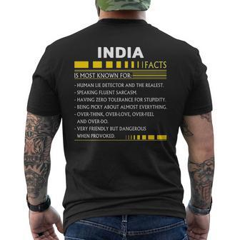 India Name Gift India Facts V2 Mens Back Print T-shirt - Seseable