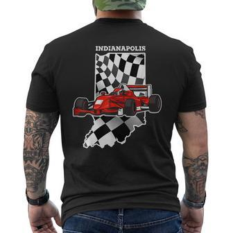 Indianapolis Indiana Race Checkered Flag Race Lovers Mens Back Print T-shirt - Monsterry DE