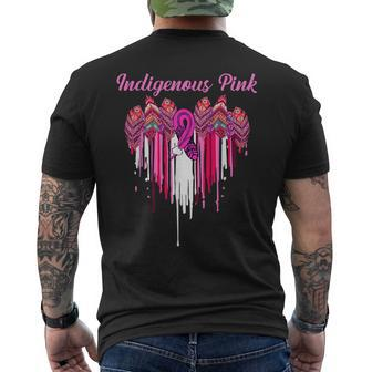 Indigenous Breast Cancer Awareness Feather Pink Ribbon Men's T-shirt Back Print - Monsterry DE