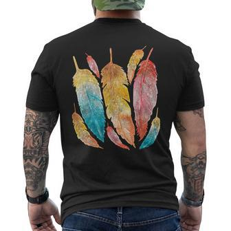 Indigenous Feathers Native American Roots Native American Men's T-shirt Back Print | Mazezy