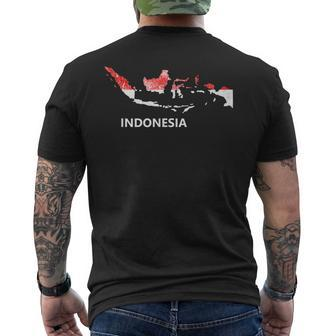 Indonesia Flag Pride Distressed Indonesian Mens Back Print T-shirt | Mazezy