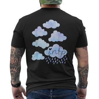 Infp Day Dreamer Blue Rain Clouds Watercolor Men's T-shirt Back Print | Mazezy