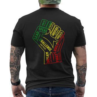 Inspiring Leaders Power Fist Hand Junenth Pride 2024 Mens Back Print T-shirt | Mazezy