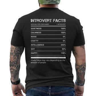Introvert Facts Nutritional Facts Antisocial Quote Men's T-shirt Back Print | Mazezy