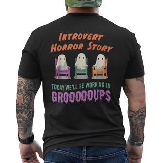 Introvert Shy Antisocial Horror Story Quote Kawaii Ghost Men's T-shirt Back Print | Mazezy