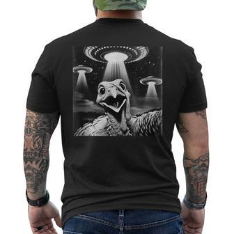 Invasion Thanksgiving Meme Alien Turkey Ufo Selfie Men's T-shirt Back Print - Seseable
