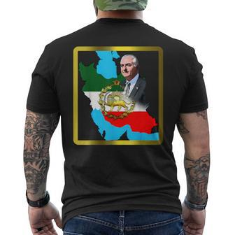 Iran's Flag With A Golden Lion And Sun With King Pahlavi Men's T-shirt Back Print - Monsterry UK