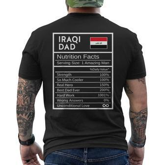 Iraqi Dad Nutrition Facts National Pride Gift For Dad Mens Back Print T-shirt | Mazezy