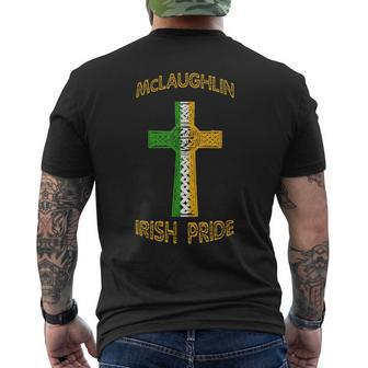 Irish Last Name Mclaughlin Celtic Cross Pride Mens Back Print T-shirt | Mazezy