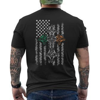 Irish Pride Celtic Cross American Flag Ireland Grunge Mens Back Print T-shirt | Mazezy