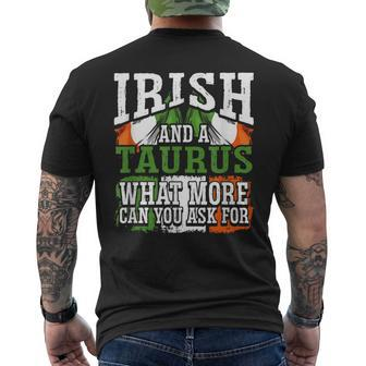 Irish And A Taurus Flag Zodiac Facts Birthday Men's T-shirt Back Print | Mazezy