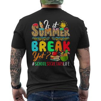 Is It Summer Funny Break Yet Costume School Secretary Lover Mens Back Print T-shirt | Mazezy