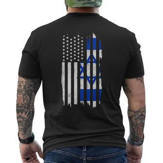 Israel American Flag Patriotic Israeli Pride Men's T-shirt Back Print | Mazezy