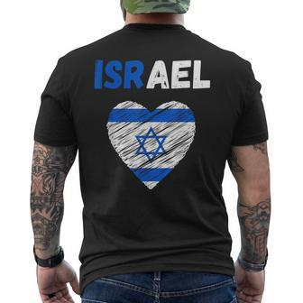 Israel Flag Holiday Israel Heart Israeli Flag Men's T-shirt Back Print - Thegiftio UK