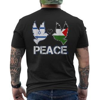 Israel Palestine Peace Friendship Pigeons Men's T-shirt Back Print - Seseable