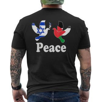Israel Palestine Peace Friendship Pigeons Men's T-shirt Back Print | Mazezy